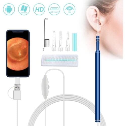 Ear Endoscope 3 in 1 Ear Cleaning Tool HD Visual Ear Spoon Multifunctional Earpick 5.5mm Mini Camera Android PC Ear Otoscope