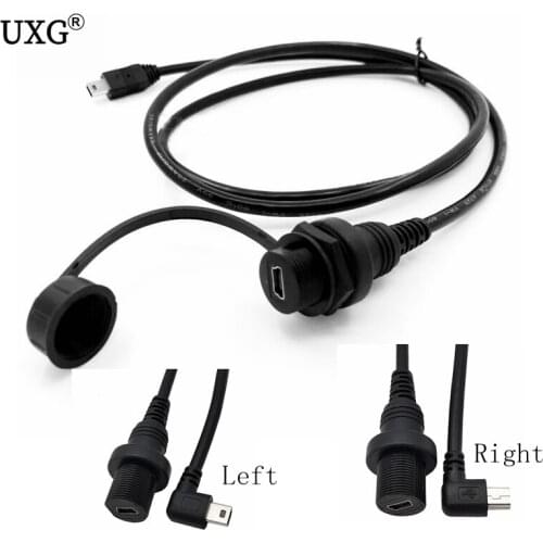 90 degrees Mini USB 2.0 IP67 Waterproof Cable Mini-USB 5pin IP67 Male to Female Panel Mount Water Proof Connector Extension cord