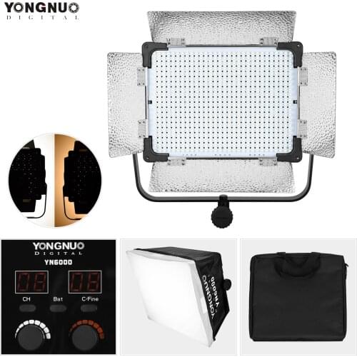 YONGNUO Professional YN6000 3200K-5500K 600 LED Video Light Large Light Board with Softbox for Studio Interview Photography