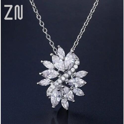 ZN New Fashion Flower Marquise Cut Delicate AAA Cubic Zircon Pendant Jewelry Necklace Handmade Top Quality Crystal Jewelry