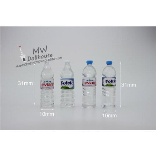 1set=4pcs mini bottles scene Dollhouse Miniature 1:12 Simulation model doll house accessories mineral water Scale Models