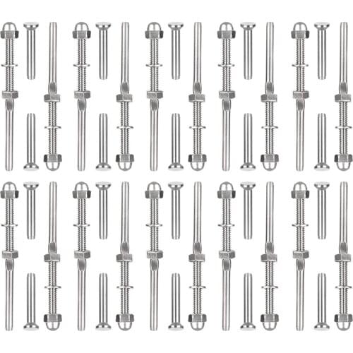 20pcs Threaded Hand Crimp Swage Stud and Stemball Swage Combination Pack for 1/8" Cable Railing Kit Tension End Fitting