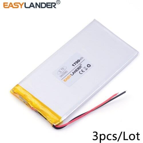 3pcs /Lot 3.7v lithium Li ion polymer rechargeable battery365590 1700mah GPS DVR Toy