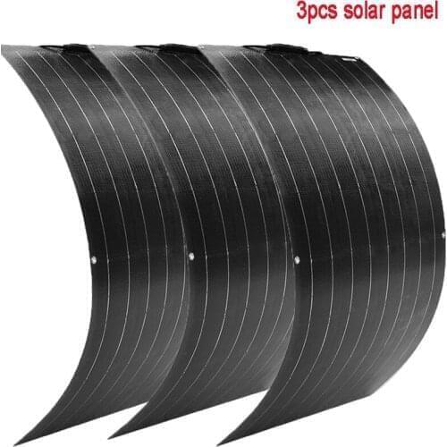300W ETFE flexible solar panel 3pcs of 100w panel solar Monocrystaline solar cell 12V 24V Battery Charge