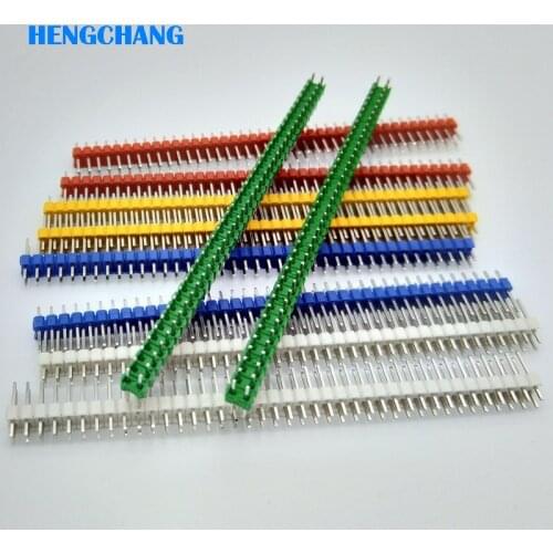40Pins 2.54mm color double Row Straight Male Pin Header Strip For PCB 10pcs/lot