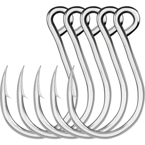 50PCS Sea Fishing Hooks Fly Jig Barbed Big Circle Carp Hook 1/0#-11/0# Stainless Steel Fishhook Pesca Fishing Tackle Accessory