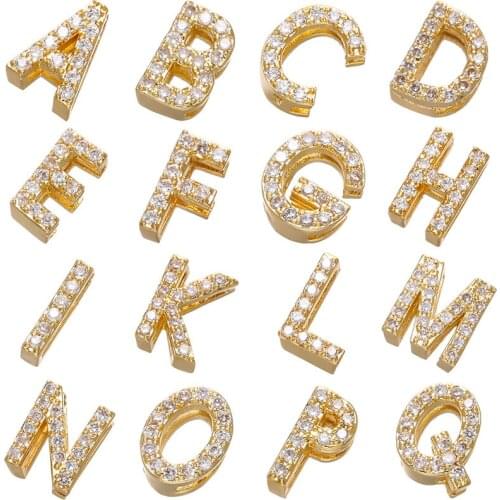A-Z Alphabet 26 pcs/set Classic Mirco Pave CZ Custom Letters Charm Gold Color Copper Charm Name Pendant DIY Jewelry Accessories
