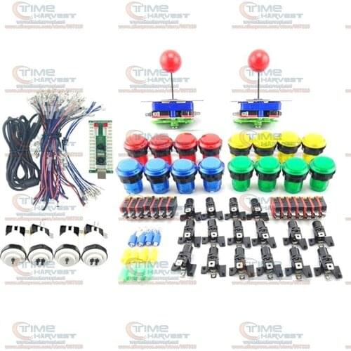 Arcade Joystick DIY Kits with 2Players USB LED Encoder Long shaft Joystick Controller LED Illuminated Push Button for Game MAME