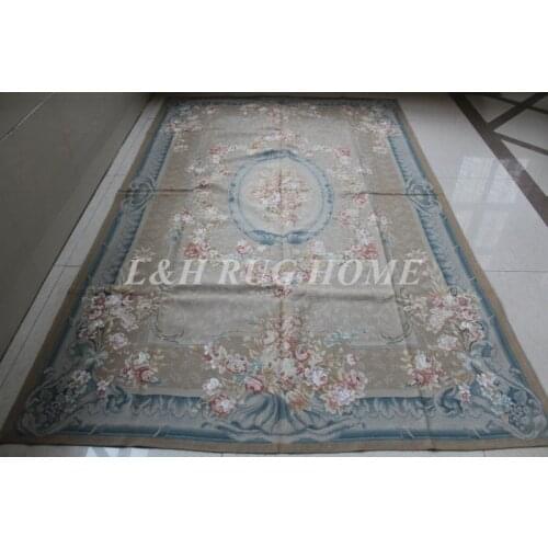 Free Shipping 6'X9' French Aubusson Rug 100% hand woven New Zealand wool and silk carpet area carpet