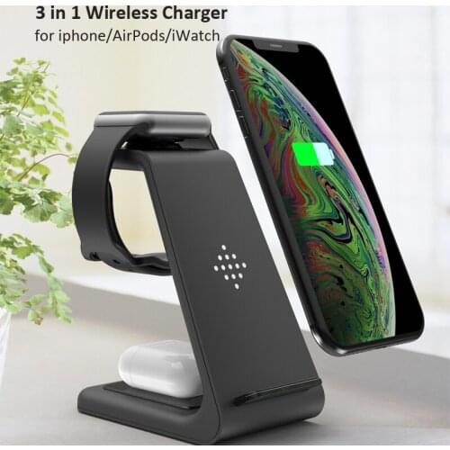 3 in 1 Wireless Charger 10W Fast Charging for iPhone 11 pro/XR/Xs Max/8 Plus for Apple Watch 5 4 3 2 for Airpods with EU Charger