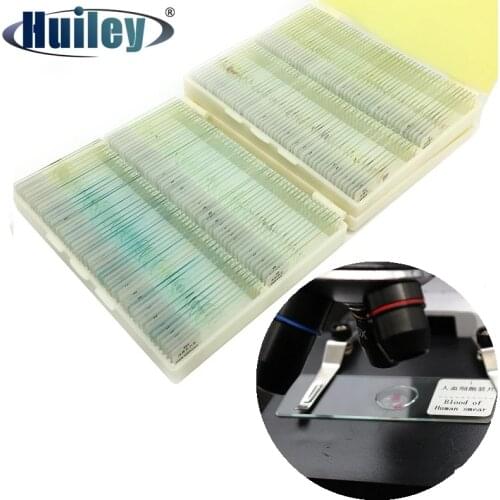 Prepared Microscope Slides Glass Biological Specimen Animal Plant Human Tissue Slide for Student Education Studying 12 50 100