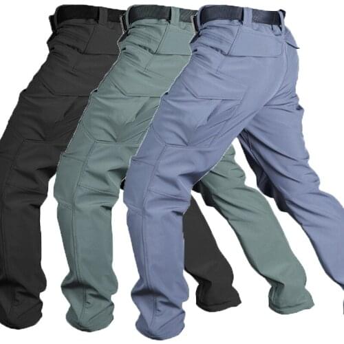 Autumn Winter Outdoor Tactical Stretch Pants Men Waterproof Warm Thick Pants Mens Hiking Camping Fishing mountaineering pants