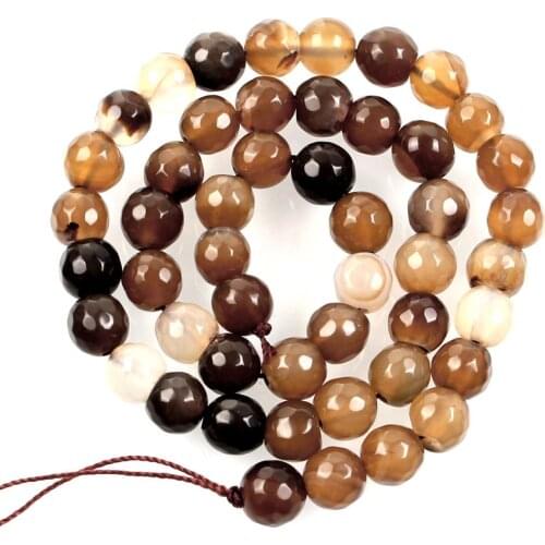 Natural Stone Coffee Agates Mixed Gem Charm Loose Beads For Jewelry Making Needlework Bracelet DIY Strand 4/6/8/10/12 MM