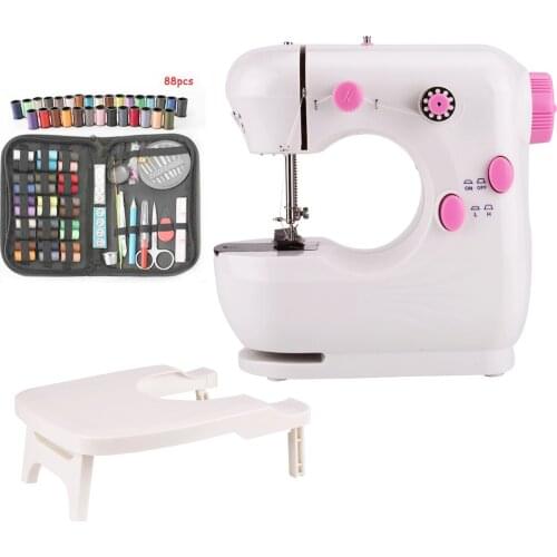 INNE Sewing Machine Mini Portable Straight Stitch Household Electric Needlework Tools DIY Clothes With Foot Pedal Night Light