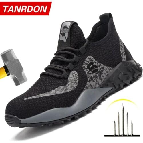 Breathable Mens Safety Shoes Boots With Steel Toe Cap Casual Mens Boots Work Indestructible Shoes Puncture-Proof Work Sneakers