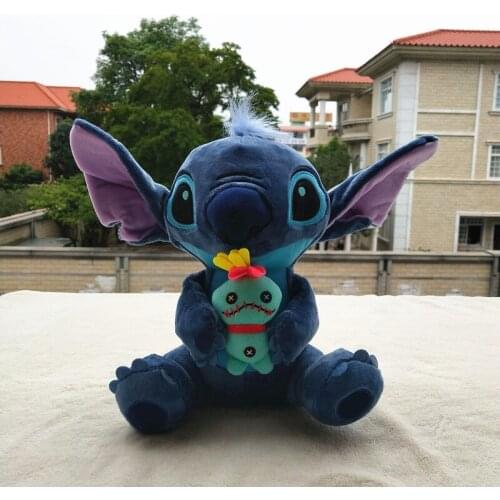 Disney Lilo & Stitch Cartoon Stitch Holding Pet Plush Toy Dolls 25cm Kawaii Kid Gift