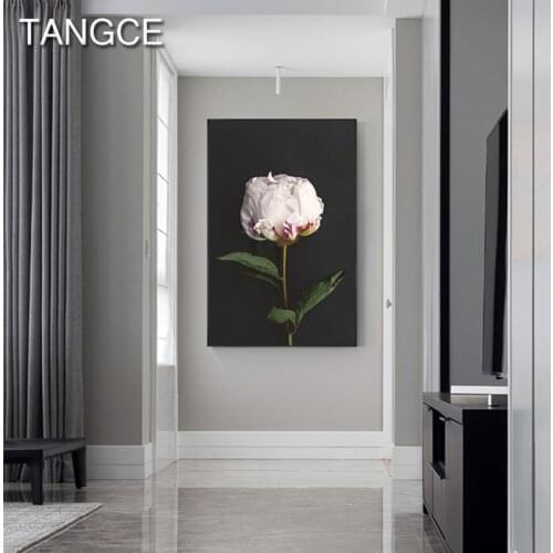 Nordic Elegant Pink Rose In Darkness Canvas Painting Flower Cuadros Tableaux for Living Room HD Modern Wall Art Big Poster Print