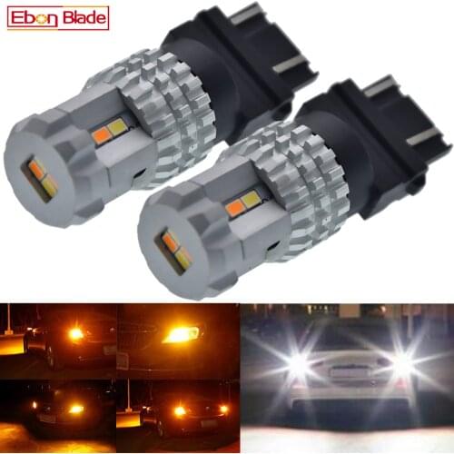 2Pc New 1157/BAY15D 3157 7443 Led Bulbs Brake Turn Signal Light Extremely Bright Amber/White Dual Color Switchback Led 9V-16V DC