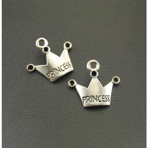 15pcs Silver Color Princess Crown Charm Jewelry Making DIY Handmade Craft 19x17mm A819
