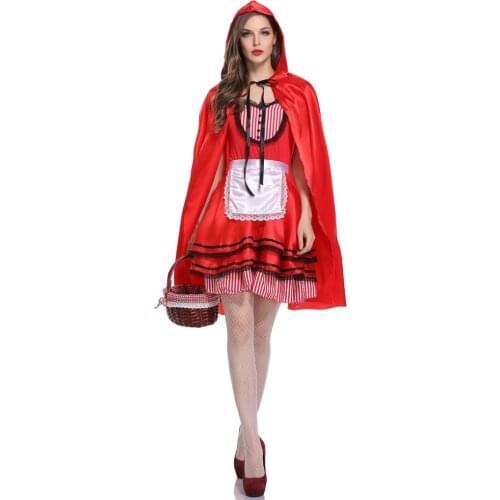 Halloween Adult Little Red Riding Hood Costume Party Cosplay Fancy Dress With Cloak Size M L XL