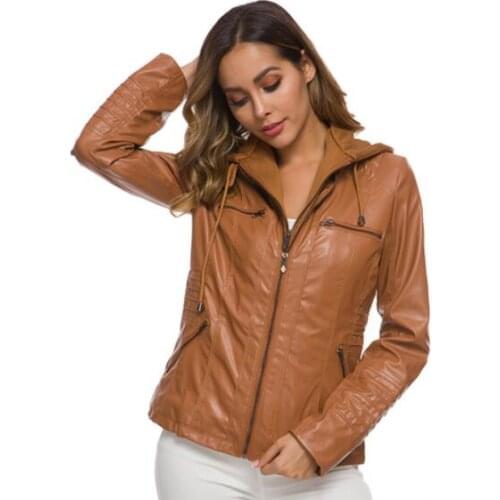 Faux Leather Jacket Women Hoodies Winter Autumn Motorcycle Jacket Black Outerwear faux leather PU Jacket 2020 Coat HOT