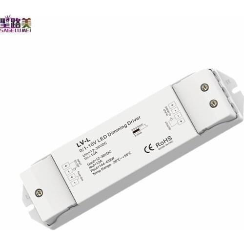 LV-L 0-10V or 1-10V LED Dimming Driver DC 12-36V 12V PWM CV output Push Dim 12.5A 144-432W