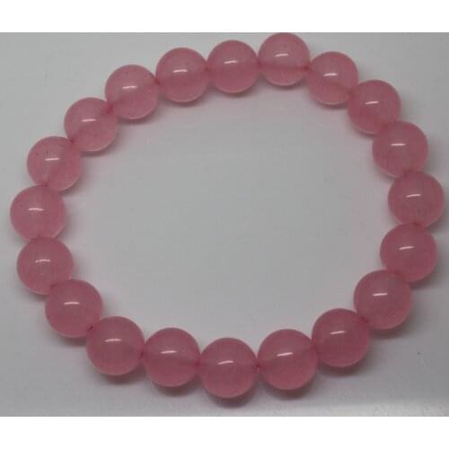 Mini.order is $7! 6-12mm Pink Jades Bracelet Round DIY Jewelry Making Beads 7.5"