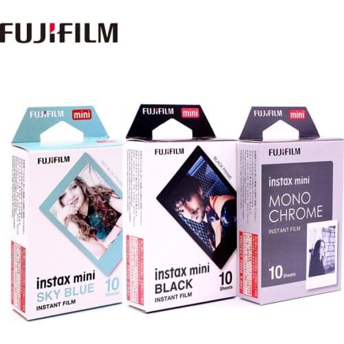Fujifilm Instax Mini8 Film Monochrome Mono + Black Frame + Sky Blue Film Photo For Mini 7 8 9 25 70 90 Film Camera SP-1 SP-2