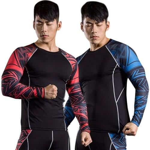 2 Pieces/Set Of Mens Running Sports Compression Suit Outdoor Basketball Sports Suit Long-Sleeved T-Shirt + Leggings Sportswear