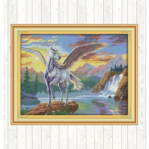 Flying Horse 11CT 14CT Cross Stitch Sets DMC Floss Kits Wall Home Decor Cross Stitch Kits Embroidery Handmade Needlework Package