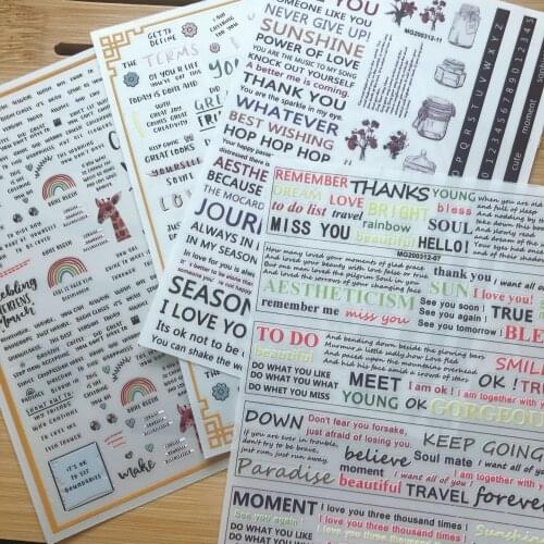 Newest MGM0312-11 lettering design 3d nail sticker art template back glue nail decals DIY decorations for nail accessory