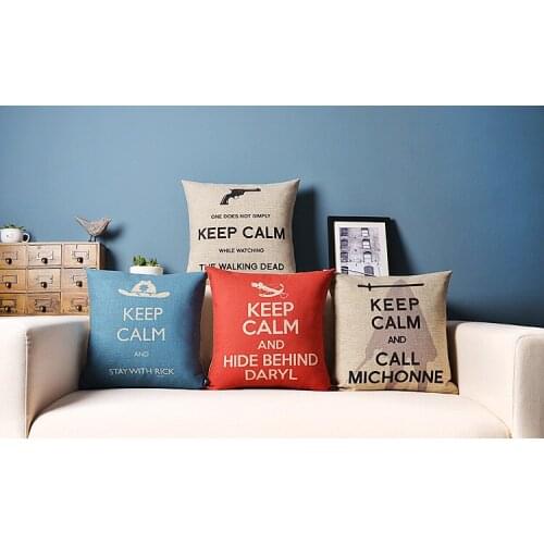 Walking Dead pillow cover, cartoon creative Walking Dead keep calm series throw pillow cover wholesale