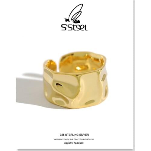 Irregular 925 Sterling Silver Rings Female Resizable Korea Ring Handmade Anillos Plata 925 Para Mujer Bijoux Femme 2019 Jewelry