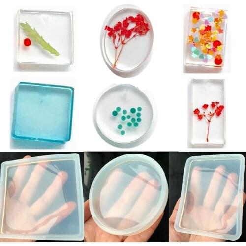 2019 New DIY Resin Mold Round Oval Square Rectangle Mould Silicone Clear Jewelry Solid Molds Jewelry Making Mould Transparent