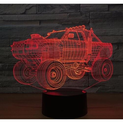 New Off-road Vehicle 3d Light Fixtures Colorful Touch Led Visual Led Night Light Novelty Valentines Day gift Usb Led 3d Lamp