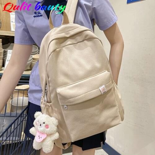 New Solid Color Women Backpack Girls Multi-pocket Waterproof Nylon School Bag Backpacks for School Teenagers Girls Cute Bookbag