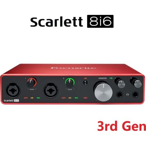 Original Focusrite Scarlett 8i6 3rd Gen 8 In/6 Out External USB Recording Sound Card Arranger Electric Guitar Audio Interface