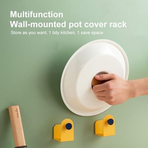 2 Pcs/set Pot Lid Holder Plastic Wall-Mounted Pot Cover Shelf For Pan Pot Cover Cooking Dish Kitchen Organizer Kitchen Tool