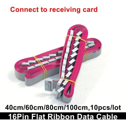 40cm 60cm 80cm 100cm Length 16Pin Flat Ribbon Data Cables for LED Display Receiving Card connection Pure Copper Signal