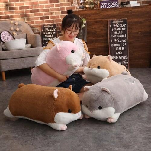 New 50-90CM Cartoon Hamster Plush Toys Soft Long Bolster Cute Stuffed Animals Pillow Kids Birthday Gifts Home Decor