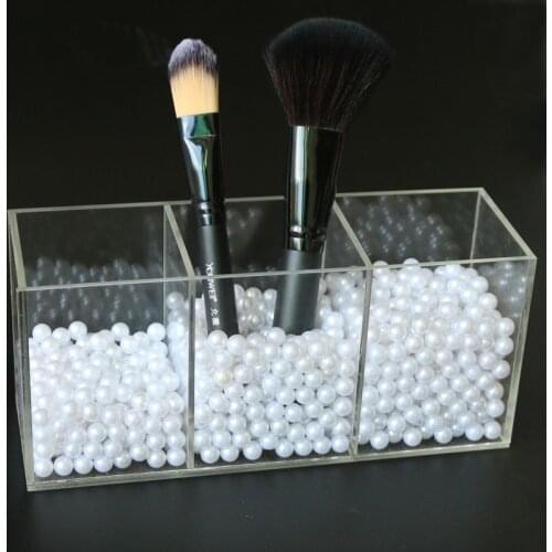 Pure Acrylic Transparent 3Grid Makeup Brush Storage Box Makeup Brush Barrel Desktop Eyebrow Pencil Storage Showing Stand Storage