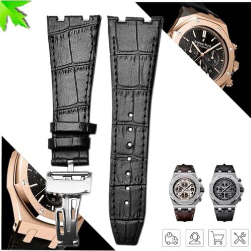 26mm For Audemars Genuine Leather Handmade Watch Band Strap For AP For Piguet +Tools Mens Watch Accessories