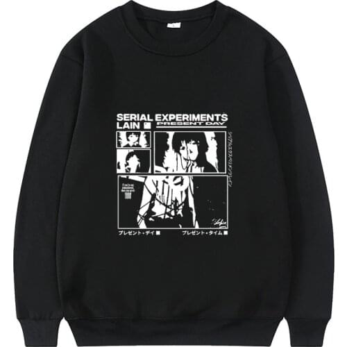 Serial Experiments Lain Sweatshirt Men Women O-collar Glitched Iwakura Manga Girl Sci Fi Anime Pullover Loose Sweatshirts Merch