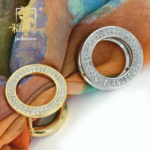 Silk Scarf Brooches crystal Buckle Shawl Ring Clip Fashion Metal Brooch Scarves Fastener Womens Scarves Accessories