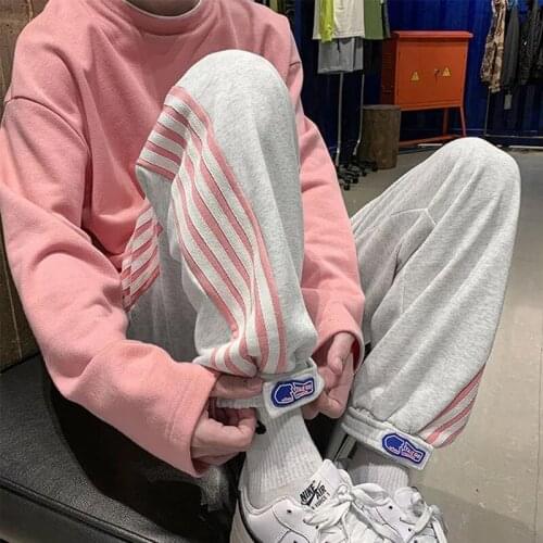 Velcro Wide Legs Pants Gray Joggers Women Sweatpants Autumn Female Baggy Beam Feet Harem Pants High Waist Casual Trousers Teens