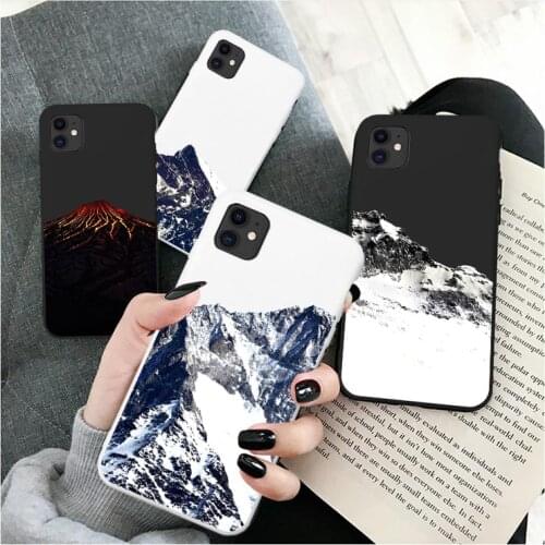 Snow Mountain silicone phone case for iphone SE 2020 6 6s 7 8 Plus X XR XS MAX hillside volcanic cover for iphone 11 Pro MAX