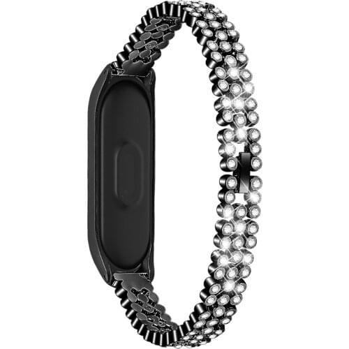 Replacement Watch Band Strap Stainless Steel Watch Wrist Straps With Metal Frame For Xiaomi Mi Band 3/4