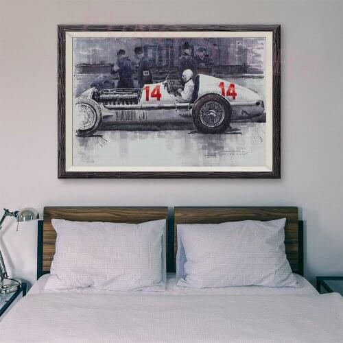 T037 Retro Racing Car Classic Painting white car 103 Custom Silk Poster Home Deco Wall Art Christmas Gift