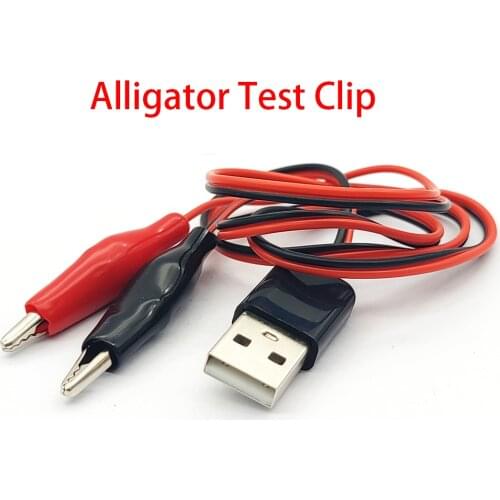 Alligator Test Clip To USB Power Adapter With Clip USB Power Detection Red And Black Line Alligator Test Cable 60cm