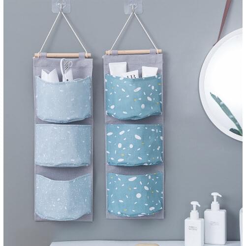 Fabric Hanging Bag Door Back Wall Storage Dormitory Sundries Organzier And Sorting Bag Pastoral With Hook 8 Beauty Colors